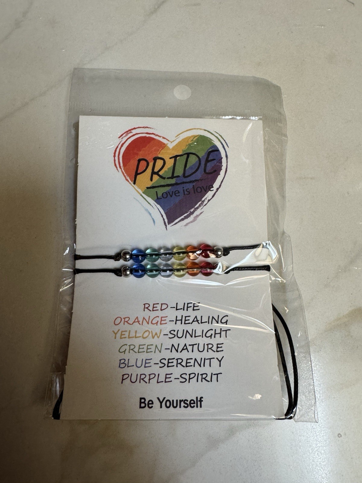 Pride Bracelet Rainbow Beaded Friendship Love is Love Card Gay LGBTQ Jewellery
