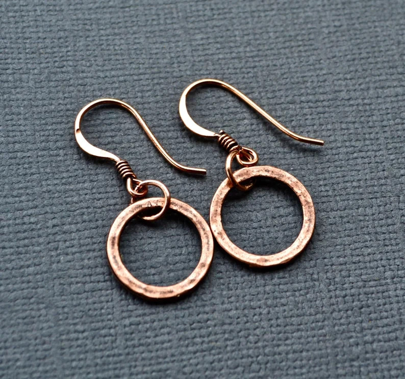1 Pair Pure Copper Healing Spiral Hook Earrings, Jewelry Spiritual Kriya