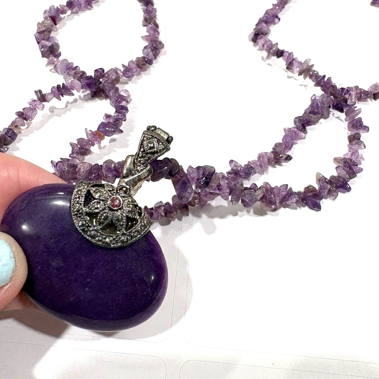 Premiere Designs Purple Stone Removable Pendant Necklace Statement Adjustable