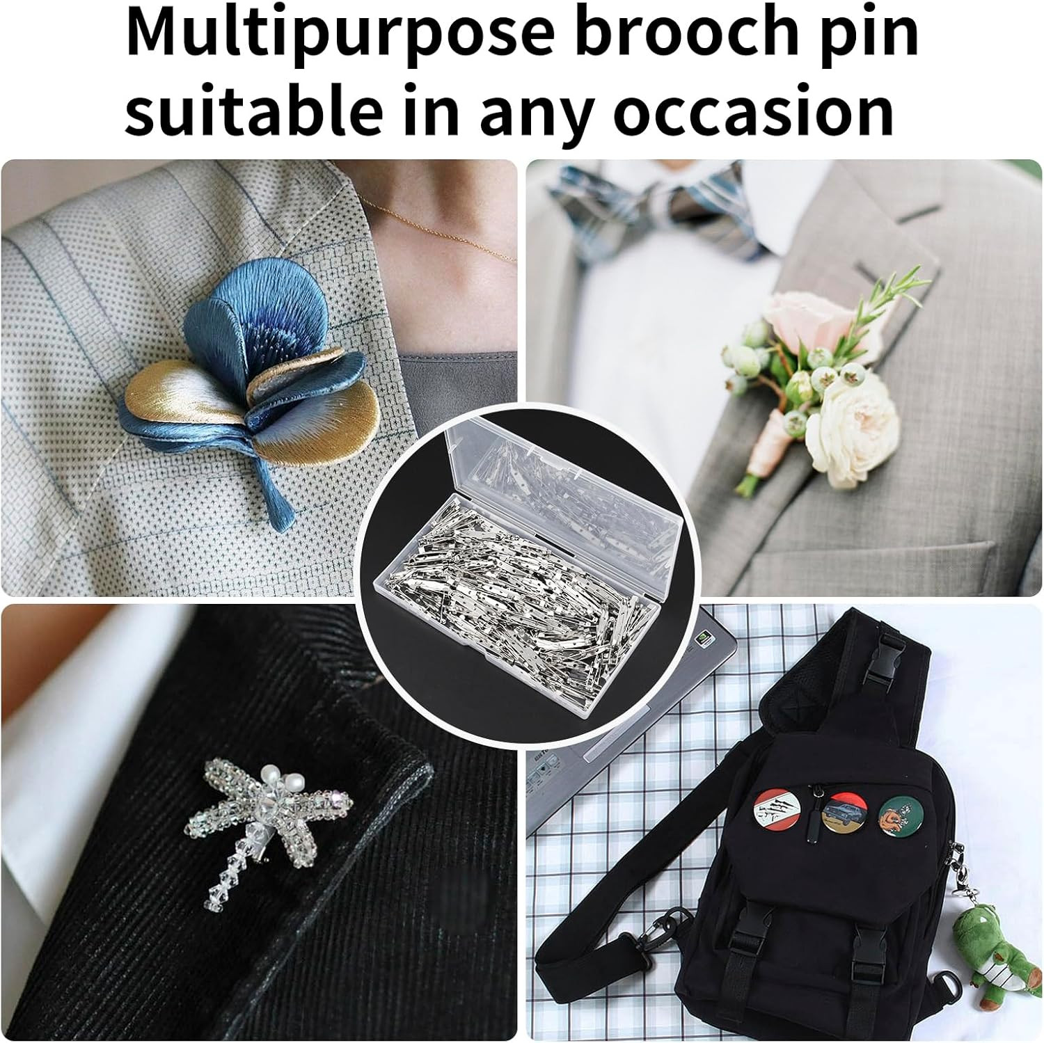 200 Pcs Silver Brooch Pin Backs,20/25/32/38/45Mm Safety Bar Pins with Locking Cl