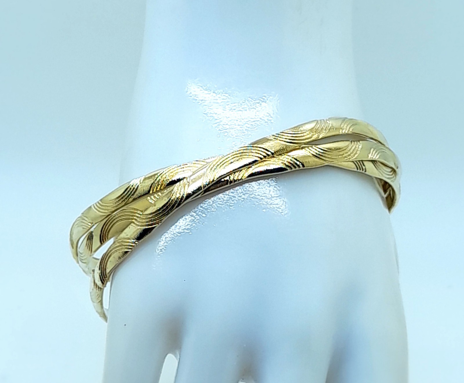 Set of 3 4.5mm Thin Metal simple gold color Fashion Jewelry Bangle Bracelets