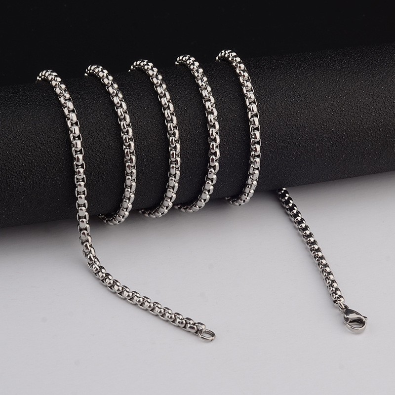 2.5mm Silver Plated Box Chain Necklace Without Pendant for Men Single Chain