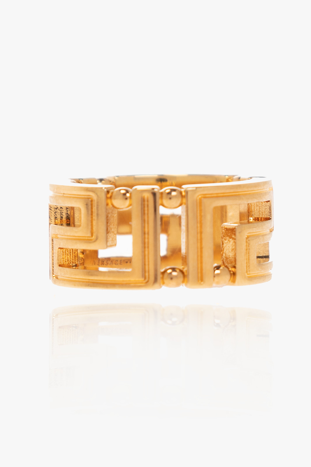 Versace Gold Color Metal & Strass Ring Sz 9