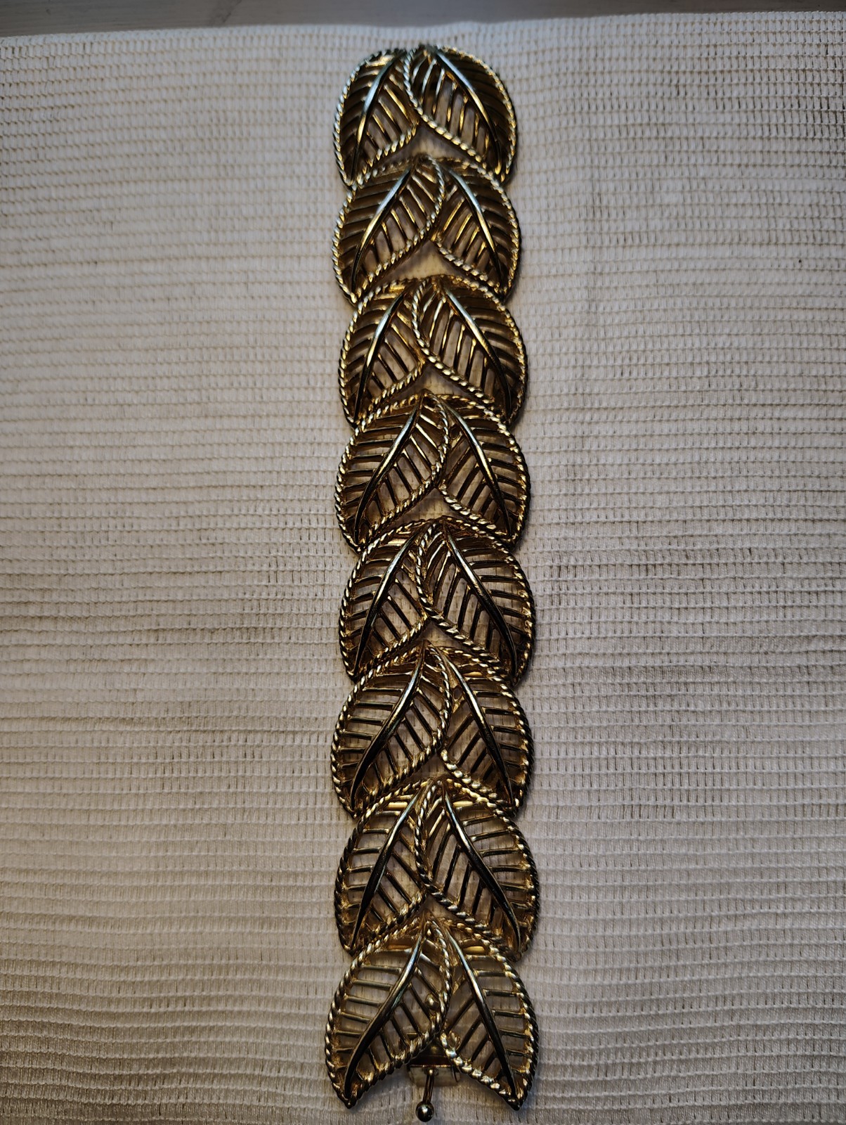 Vintage Leaf Link Statement Bracelet, Hook Closure