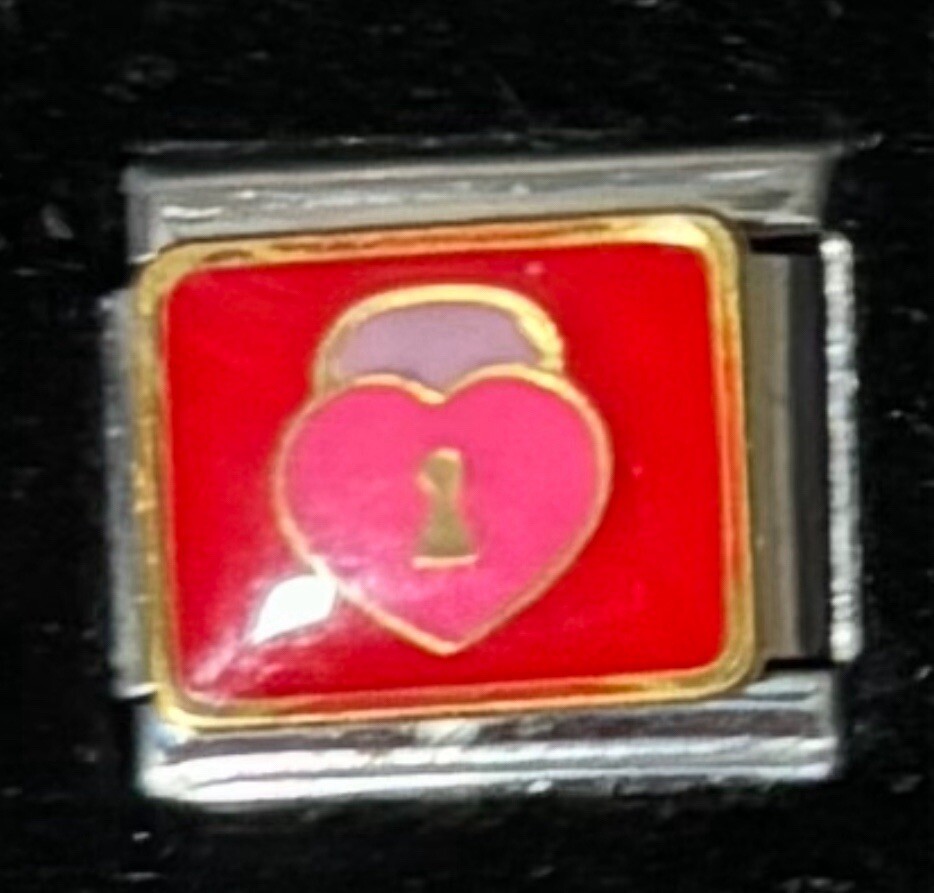 Lock Italian Charm Enamel Link 9MM K45-2 Rare