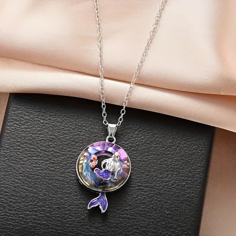Rainbow Mystical Fire Topaz 925 Sterling Silver Little Mermaid Pendant Necklace