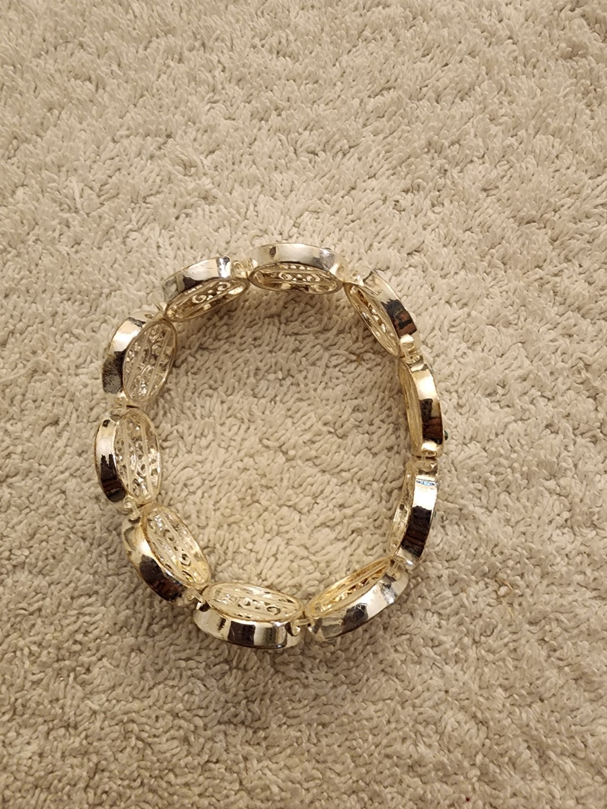 AVON Ultimate Challenger Stretch Bracelet Silvertone w/Blue Rhinestones One Size