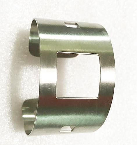 Geometric Stainless Steel Cuff Bracelet Silver Minimalist Adjustable 7″