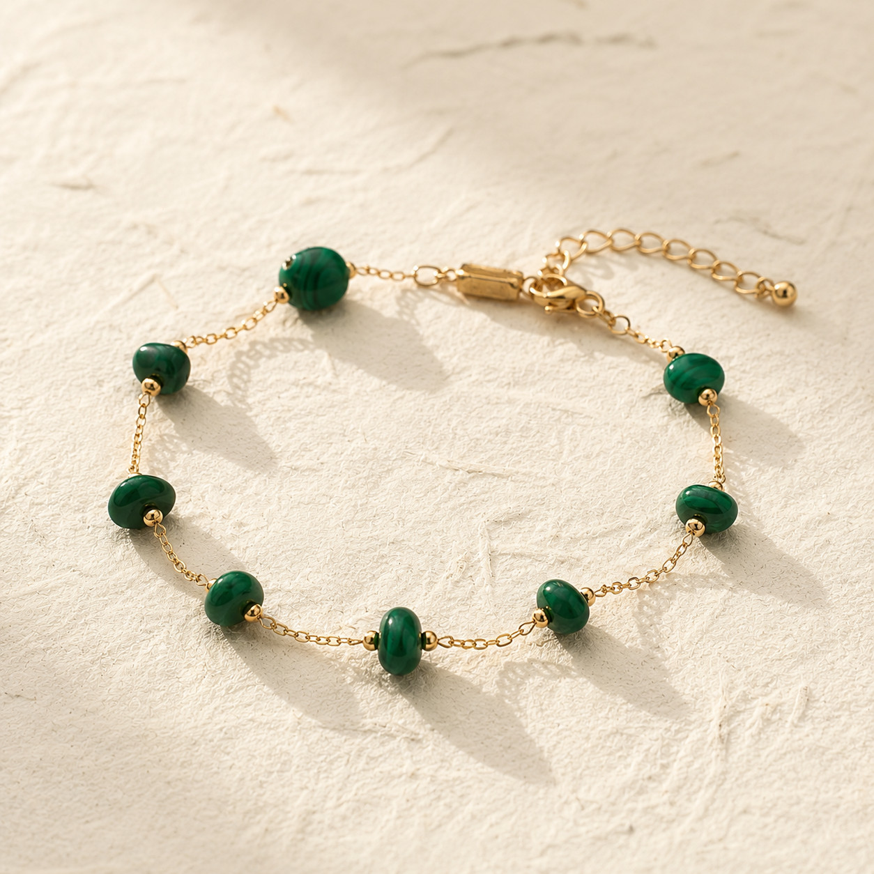Natural Malachite Geometric Bracelet | 18K Gold Plated | Transformation