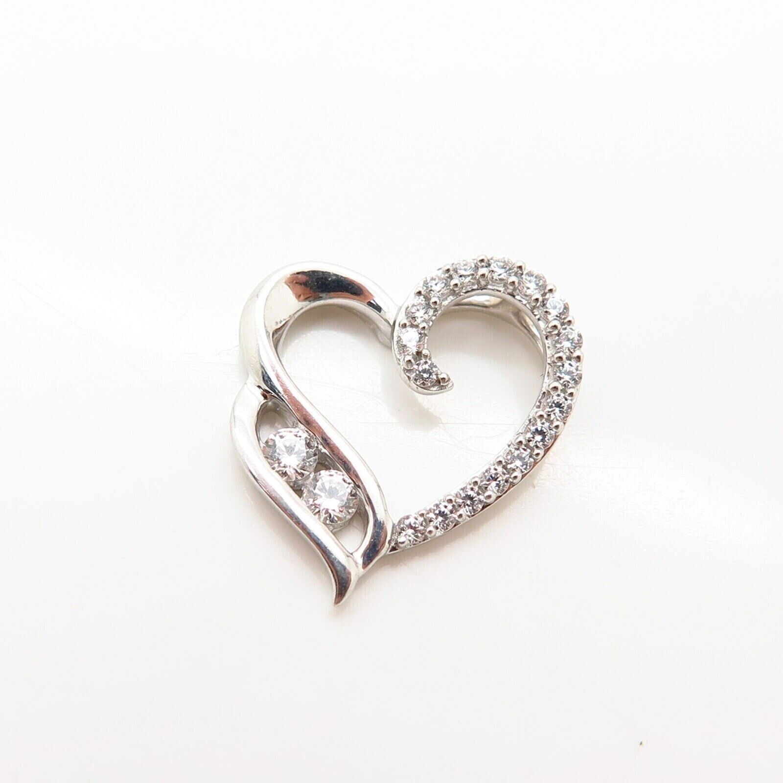 Valentine Day Fancy Round Simulated Diamond Heart Pendant 14K White Gold Plated