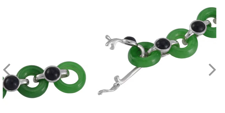Designer Inspired Green and Black Jade Necklace in Platinum over Sterling Silver