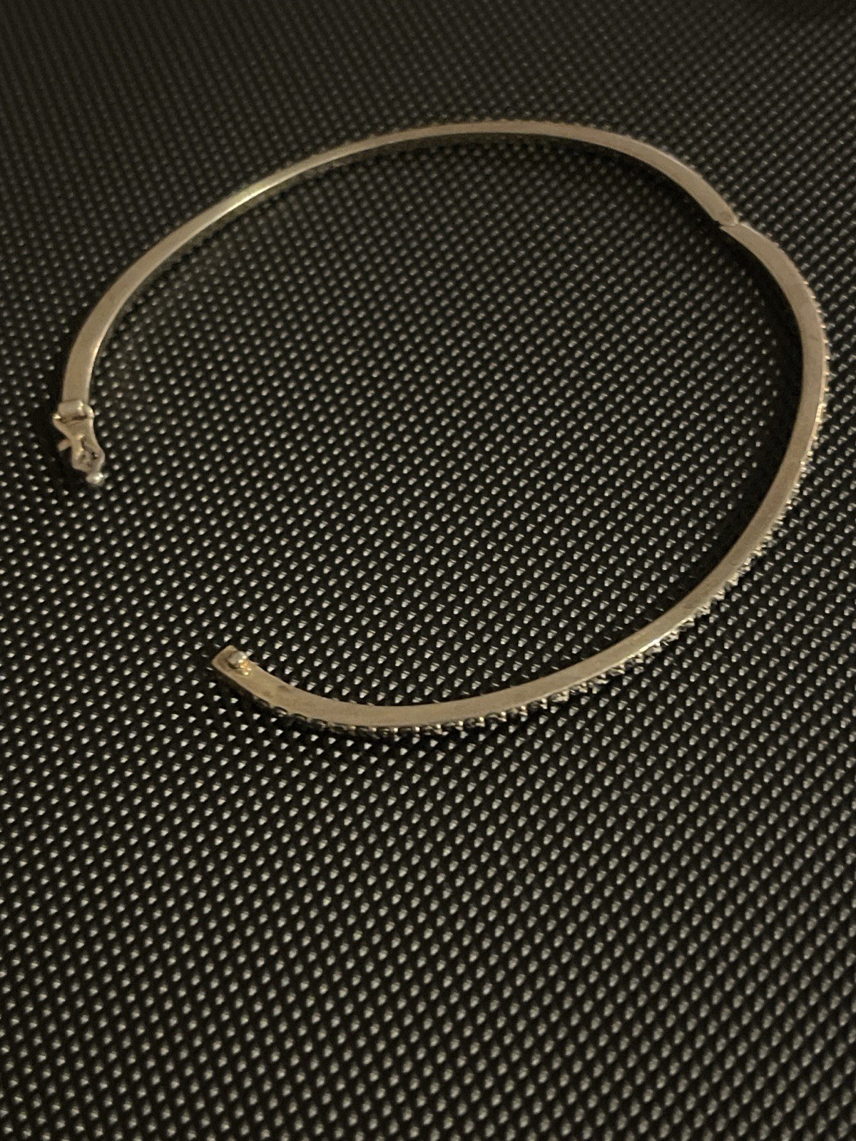 Silver Tone Metal Bangle Bracelet with Clear Round Crystal Stones