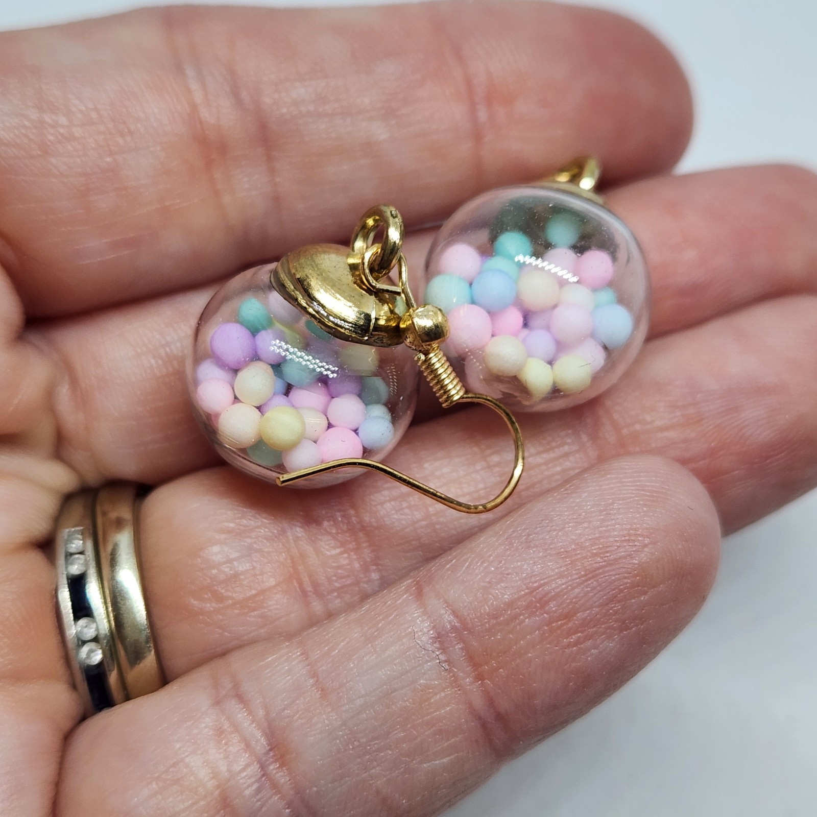 Ornament Ball Bubblegum Party Sphere Earrings Acrylic Hook Dangle Fun Cute Gift