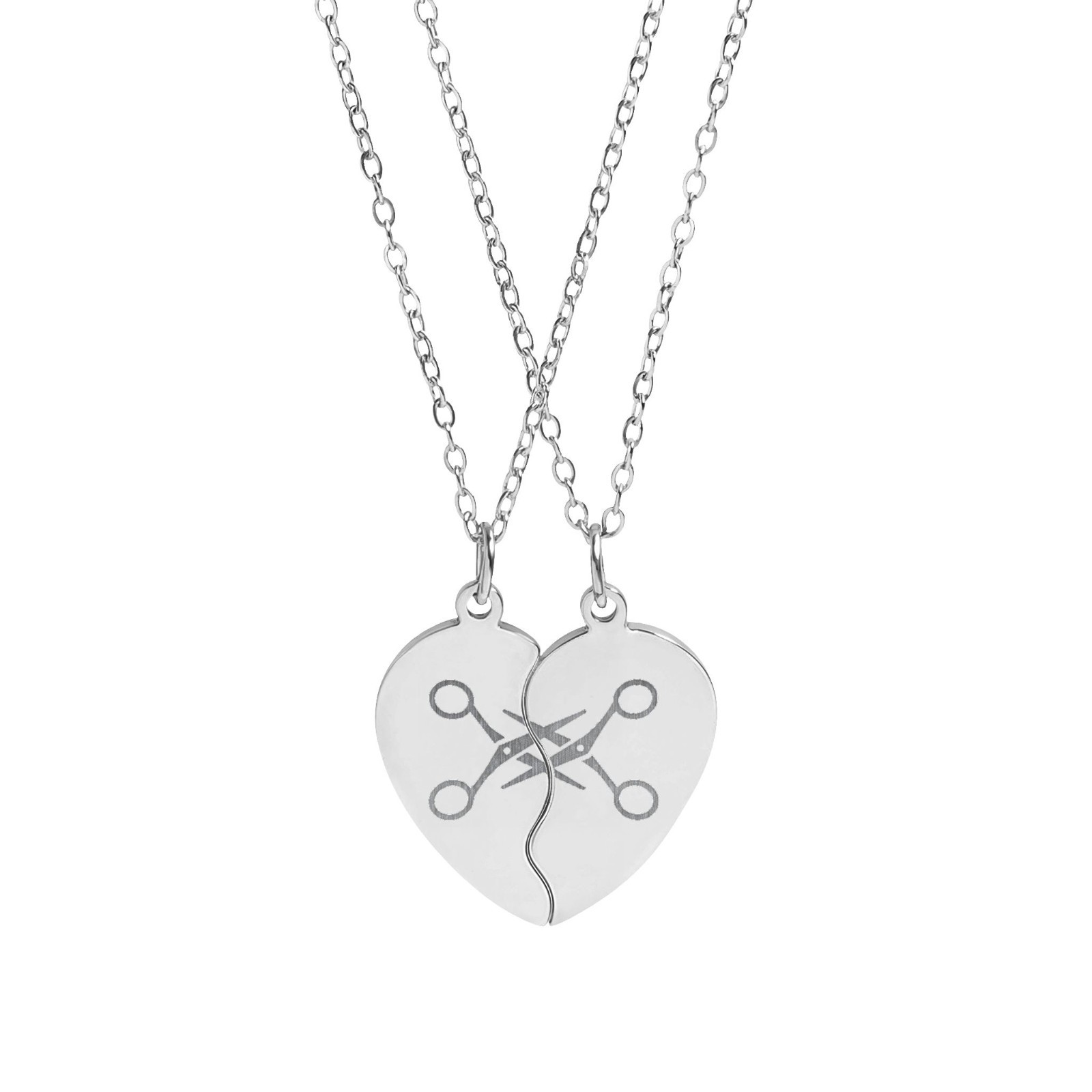 Matching Split Heart Scissor Necklaces – Queer Partner Jewelry with a Wink yuri