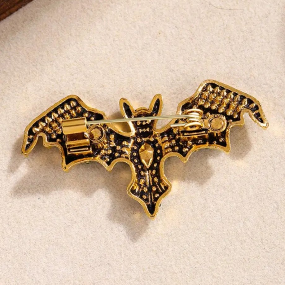 BLUE RHINESTONE BAT PIN BROOCH~HALLOWEEN COSTUME ACCESSORY~WICKED WITCH~VAMPIRE