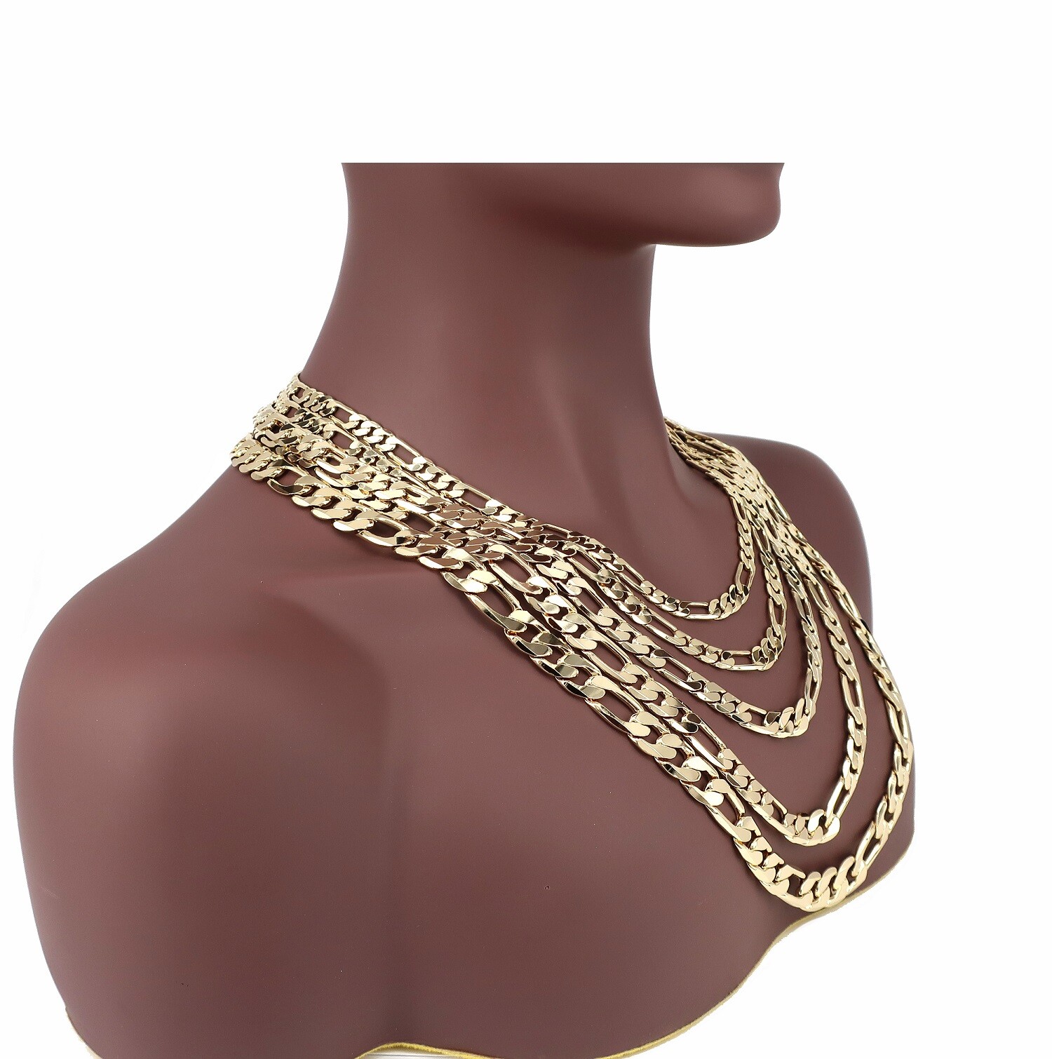 14k Italian Figaro Link Chain Necklace 7mm 8mm 9mm 10mm 12mm Yellow Gold Plated