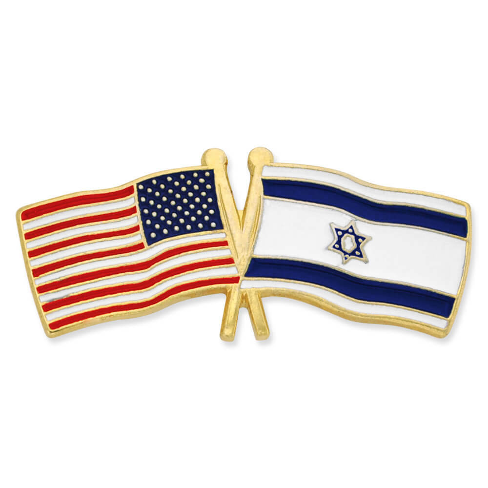 PinMart’s USA and Israel Crossed Friendship Flag Enamel Lapel Pin