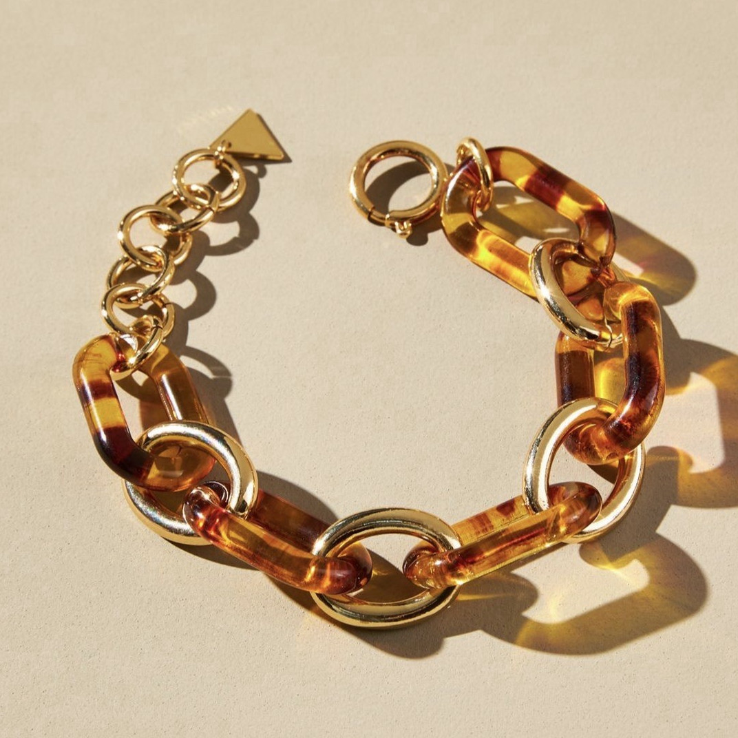 Anthropologie – Serefina Sunset Resin Oval Link Wrap Bracelet (7in)