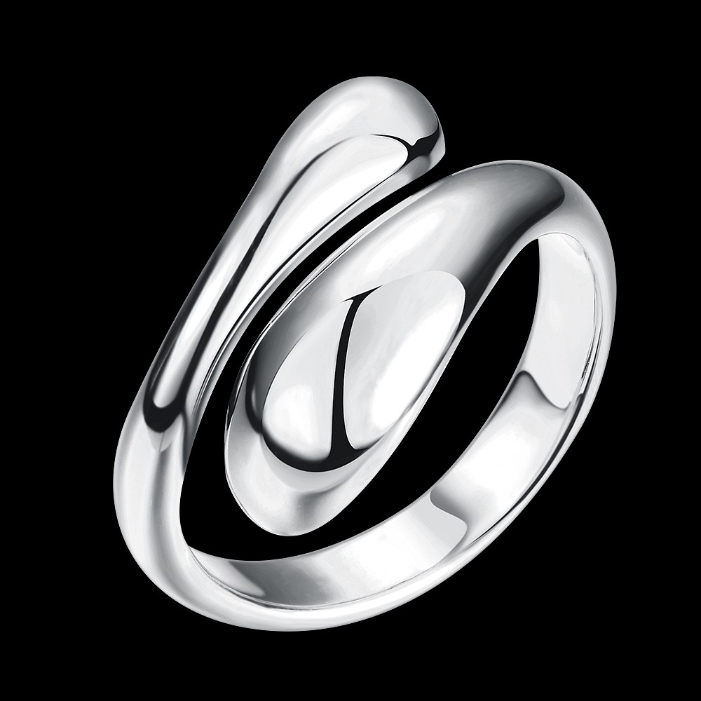 Rose Yellow Gold Platinum Plated Ring Women’s Adjustable Size Plain Drop B530