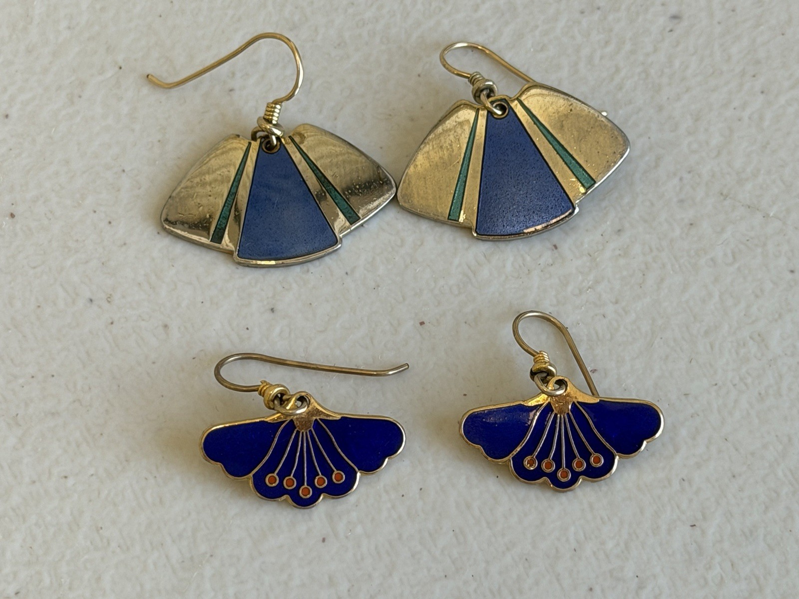 Laurel Burch Lot of 2 Fan Shape & Flower Drop Earrings