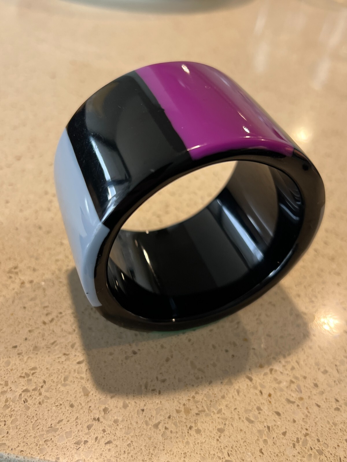 Designer Black/Pink/Green/Grey Resin Bangle, Cuff Ht:5cm, Diam:6.6cm, Dpth:0.8cm