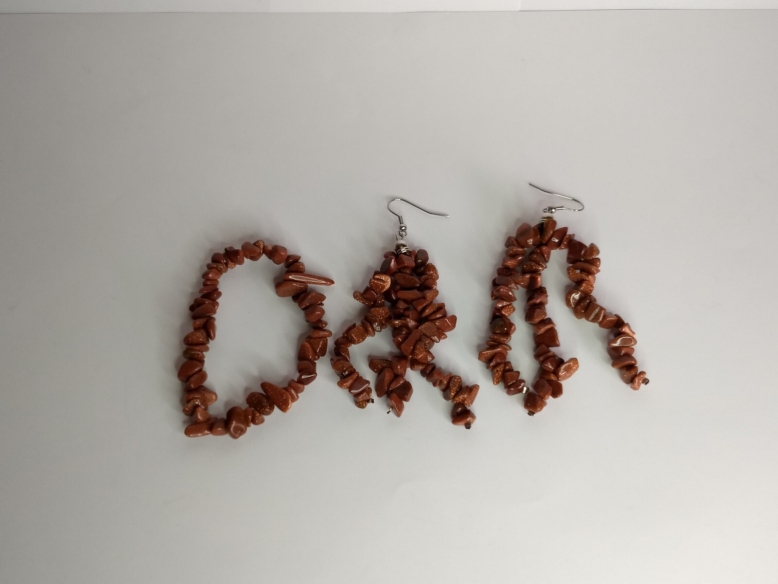 Red Orange Stone Bead Dangle Earrings Bracelet Set Western Boho Bohemian Hippie