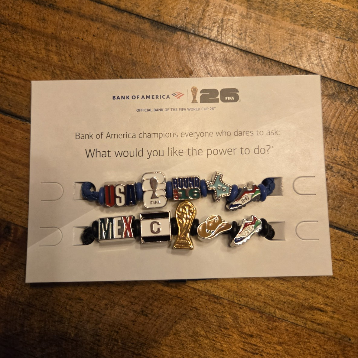 Bank Of America FIFA Mexico USA Blue Black Small Charm Bracelet