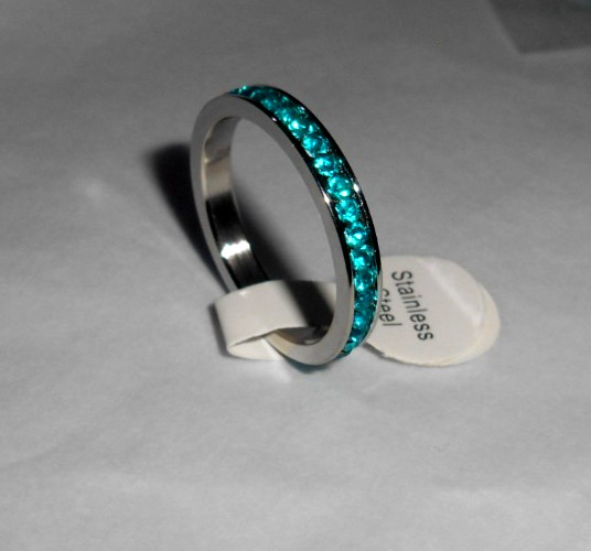 Turquoise Bl 3mm ETERNITY ring/band Stainless stackable Multiple sizes available