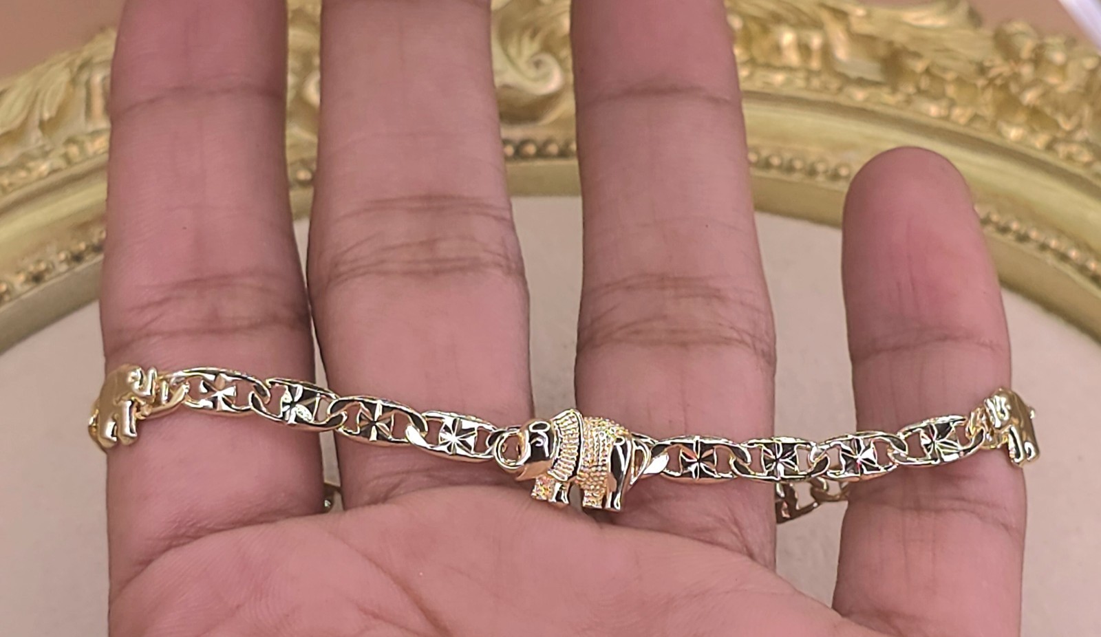 New 14k Gold Filled Elephant Link Bracelet Everyday Wear Tarnish-free