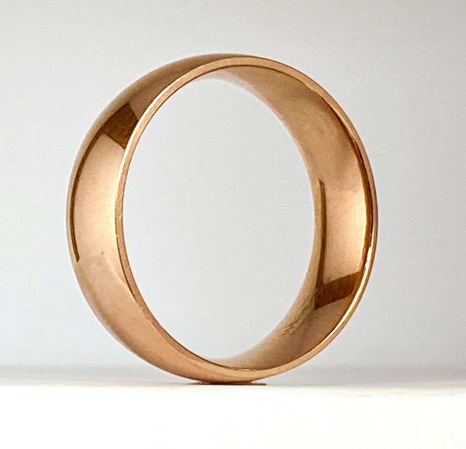 Polished Rose Gold Ion Plated Solid Titanium Ring Band Ring Sizes 5 thru 14