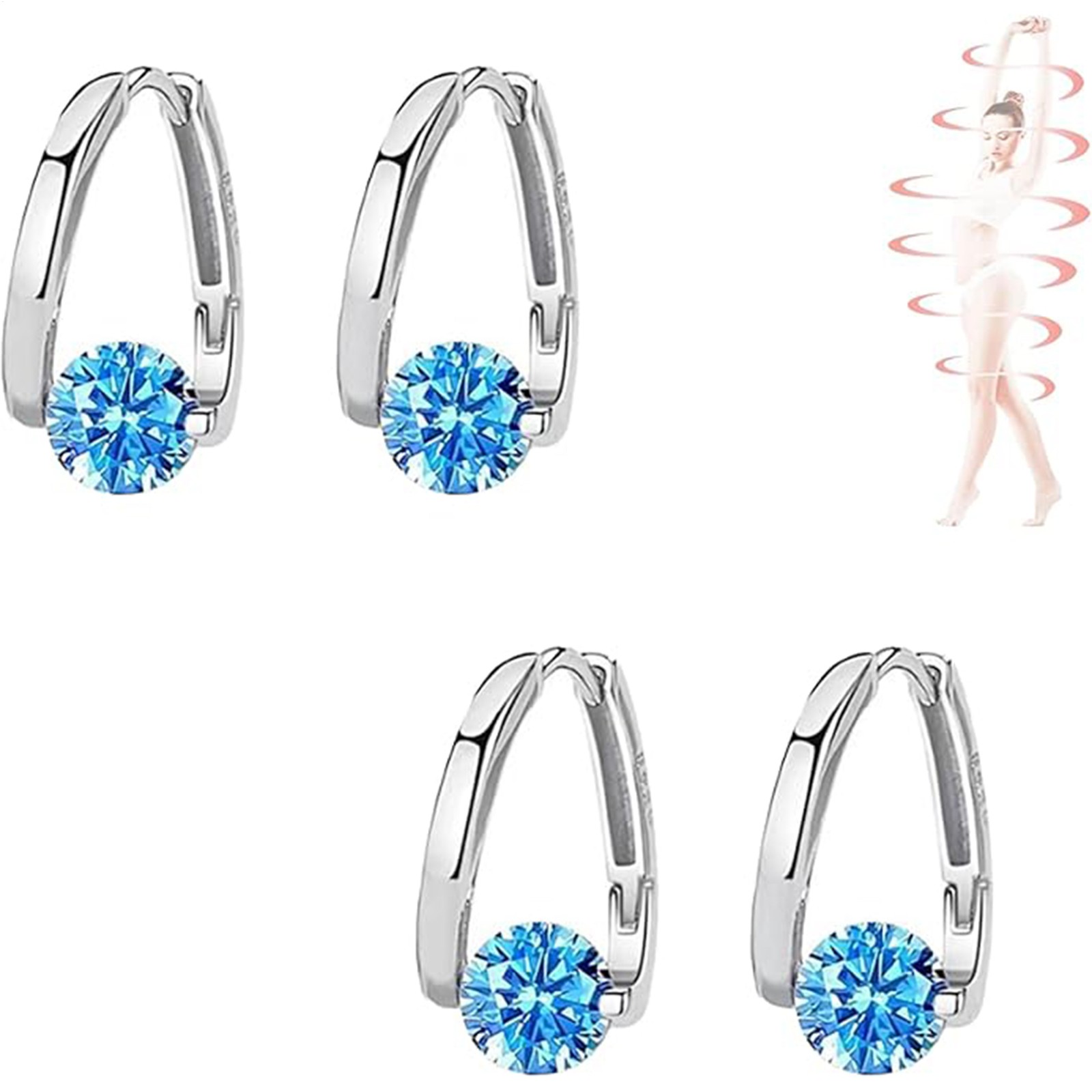 2Pairs Women Lymphvity Magnet Therapy Germanium Earrings Lymphatic Drainage