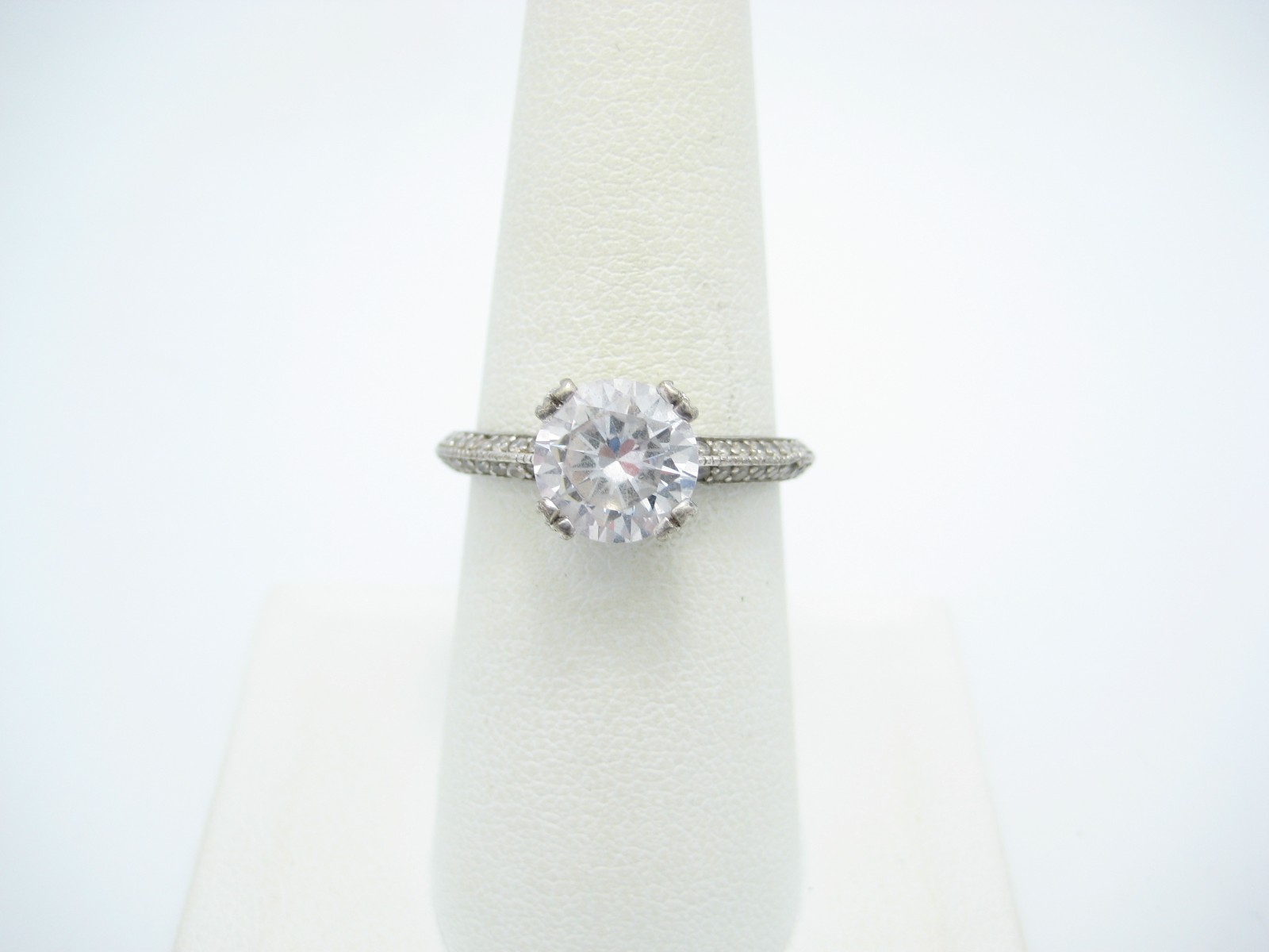 IBB CN Sterling Silver Clear CZ Solitaire 7.8mm Ring Size 8