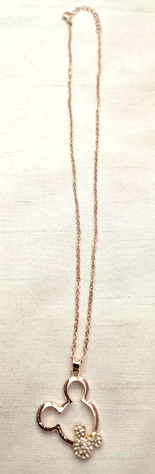 Mickey Mouse Shaped Pendant Necklace Rose Gold Colored Great Gift Idea SO CUTE!