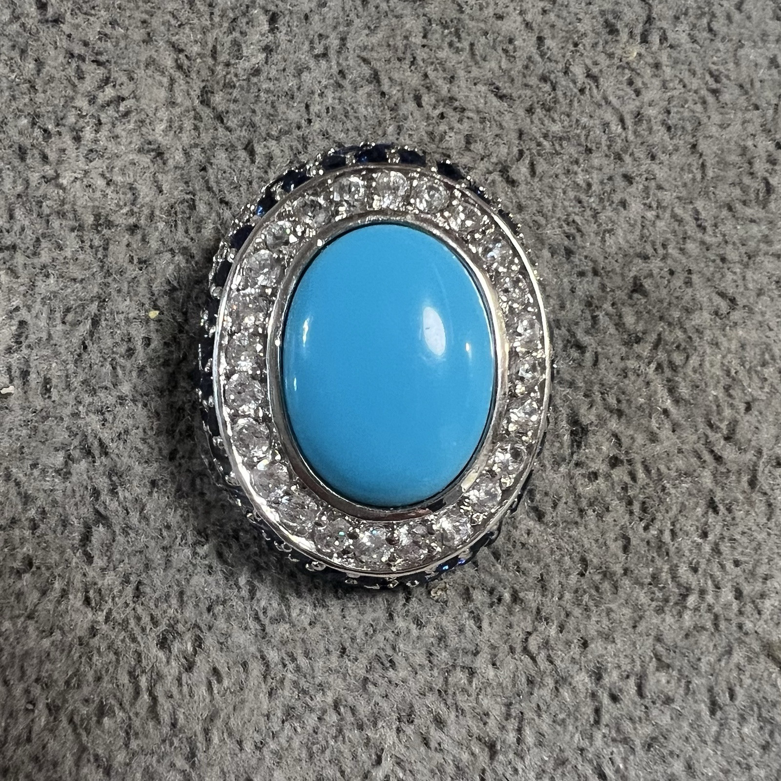 Designer Created Turquoise, Cubic Zirconia & Created Sapphire Sterling Pendant