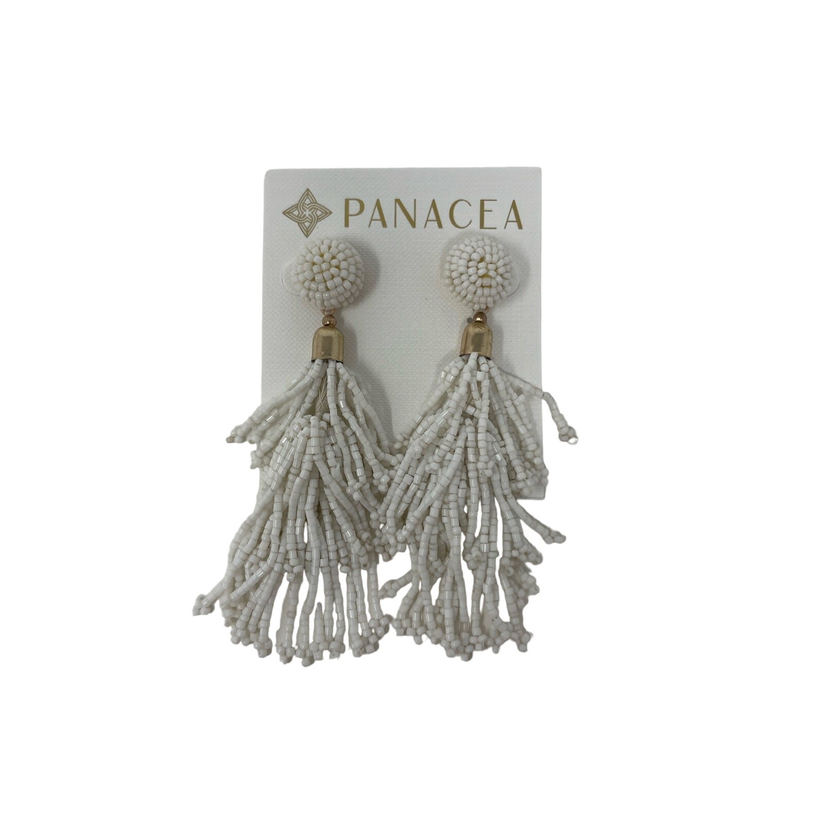 Rachel Zoe Panacea White Beaded Tassle Earrings New