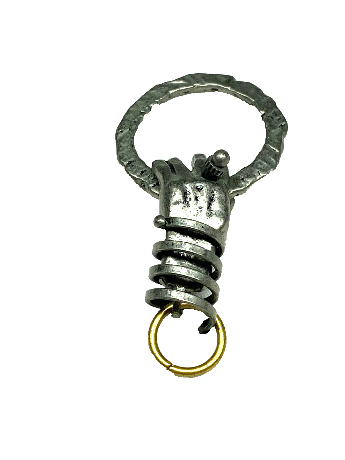 Silver Tone Modern Hand Holding Charm Holder Pendant Metal Wrap