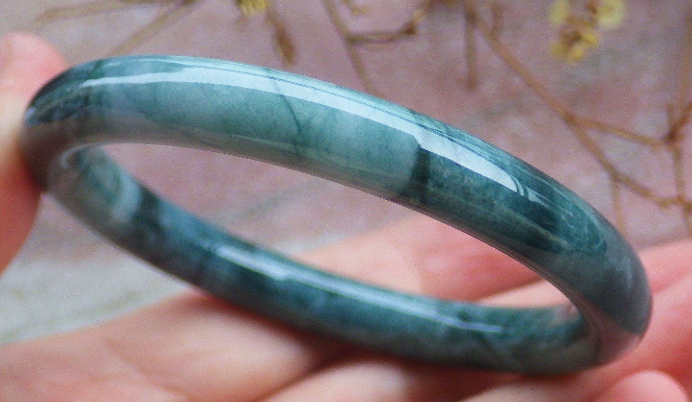 Video Certified Green Natural JADE JADEITE Circle Bangle Bracelet 53mm 420320 VS