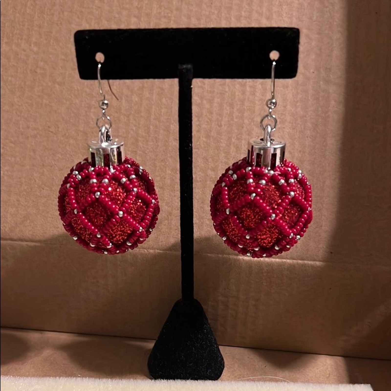 Elegant Red Beaded Earrings