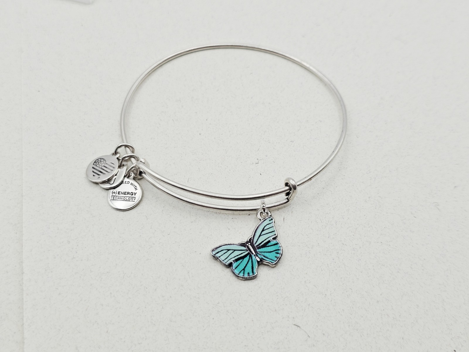 Alex Ani Silver Bracelet With Green Lace Butterfly 🦋 🦋 Generic Metal Charm ✨️
