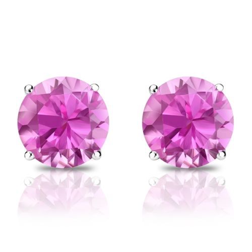 1 Ct Pink Simulated Diamond Women’s Stud Earrings Solid Silver 14k Gold Plated