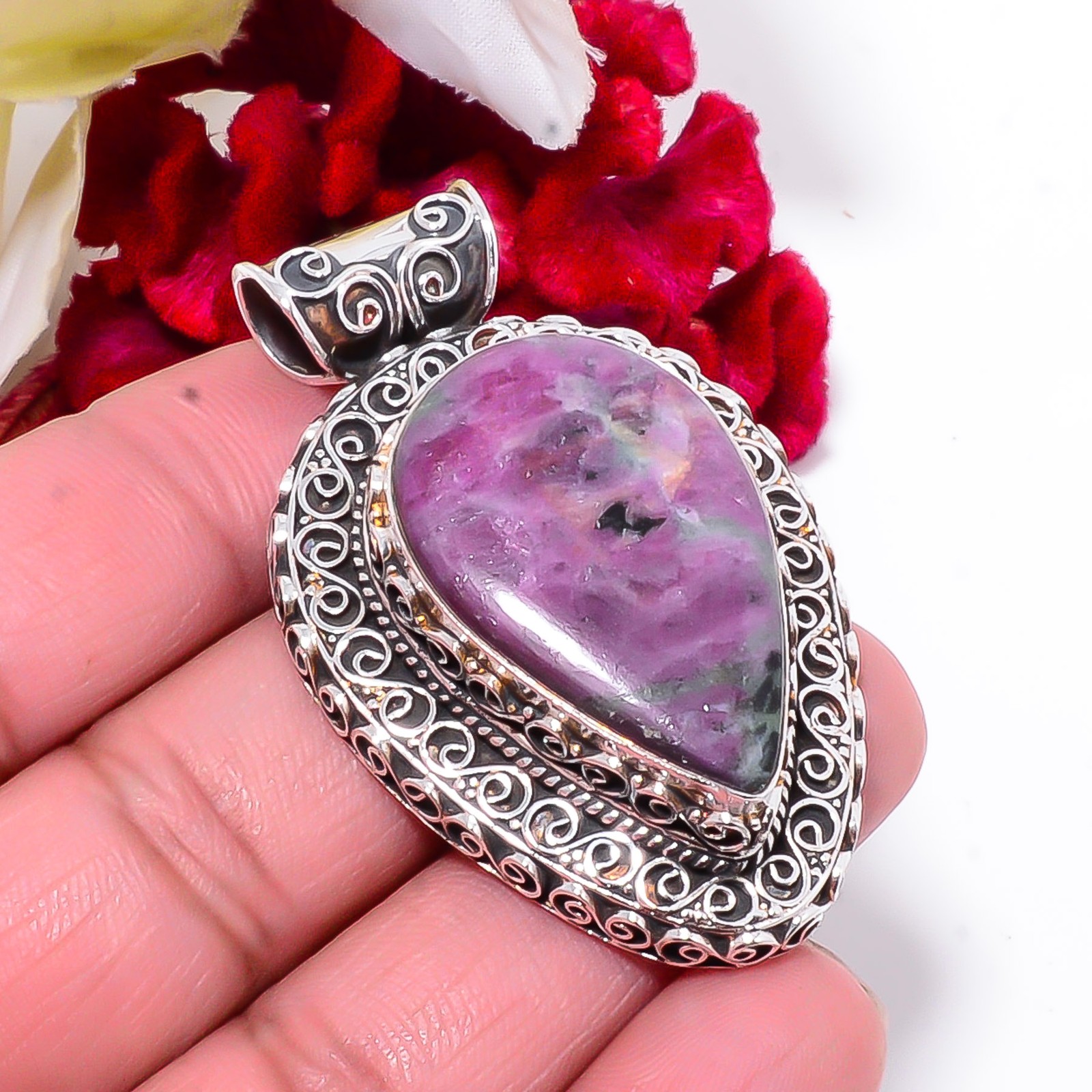 Ruby With Zoisite Fine Art 925 Sterling Silver Pendant 2.15 Sk6, Christmas Gift
