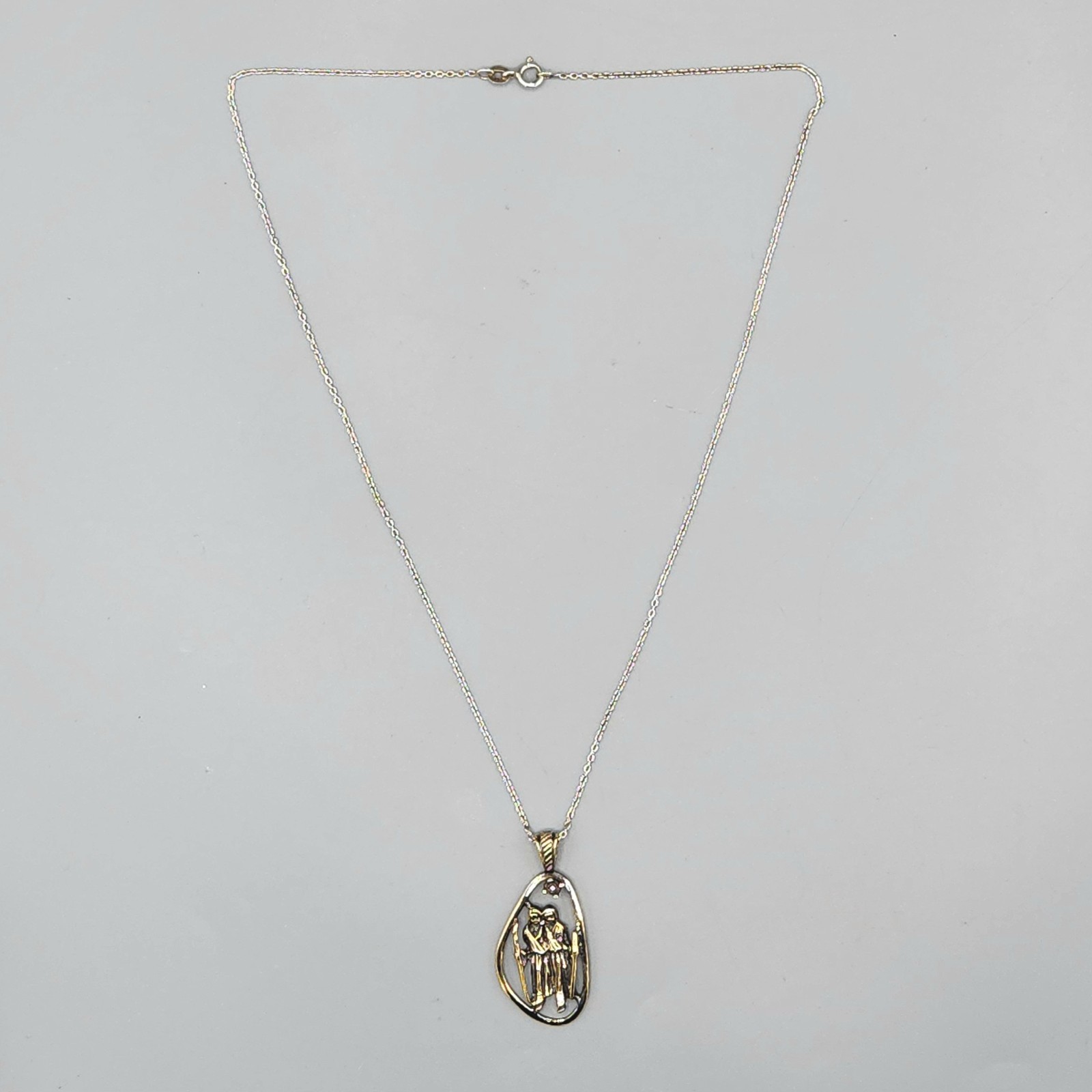 Sterling Silver Vermeil Zodiac Twin Gemini Pendant Chain Necklace 18″ 6.5g