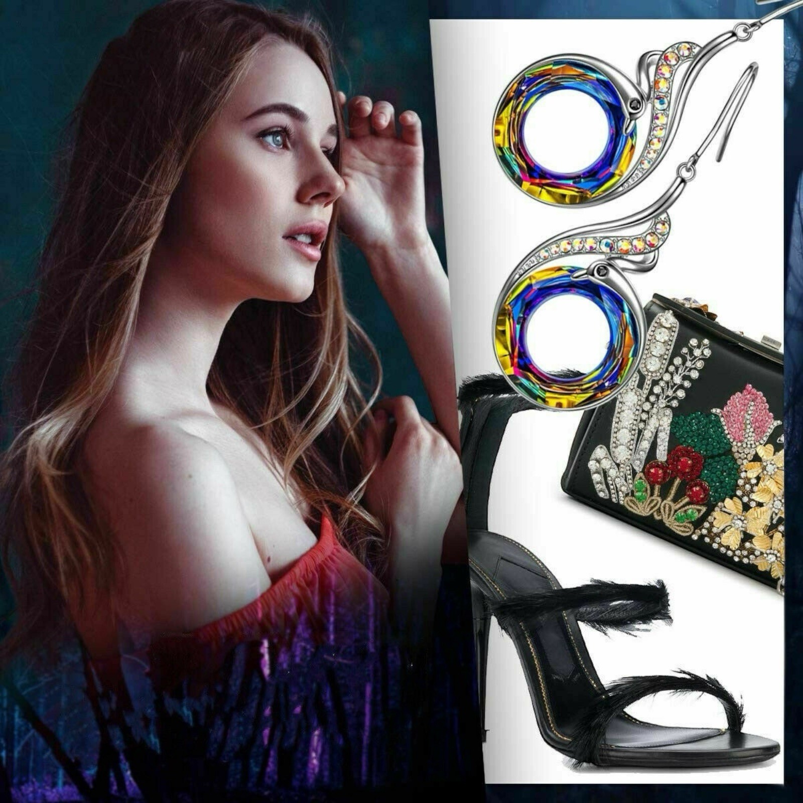 Gorgeous Silver Plated Drop Earrings Women Crystal Jewelry Pair/set A69