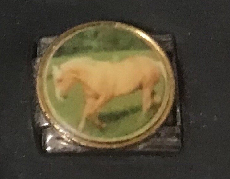 Horse in Field Style A Enamel WHOLESALE ITALIAN CHARM 9MM K52