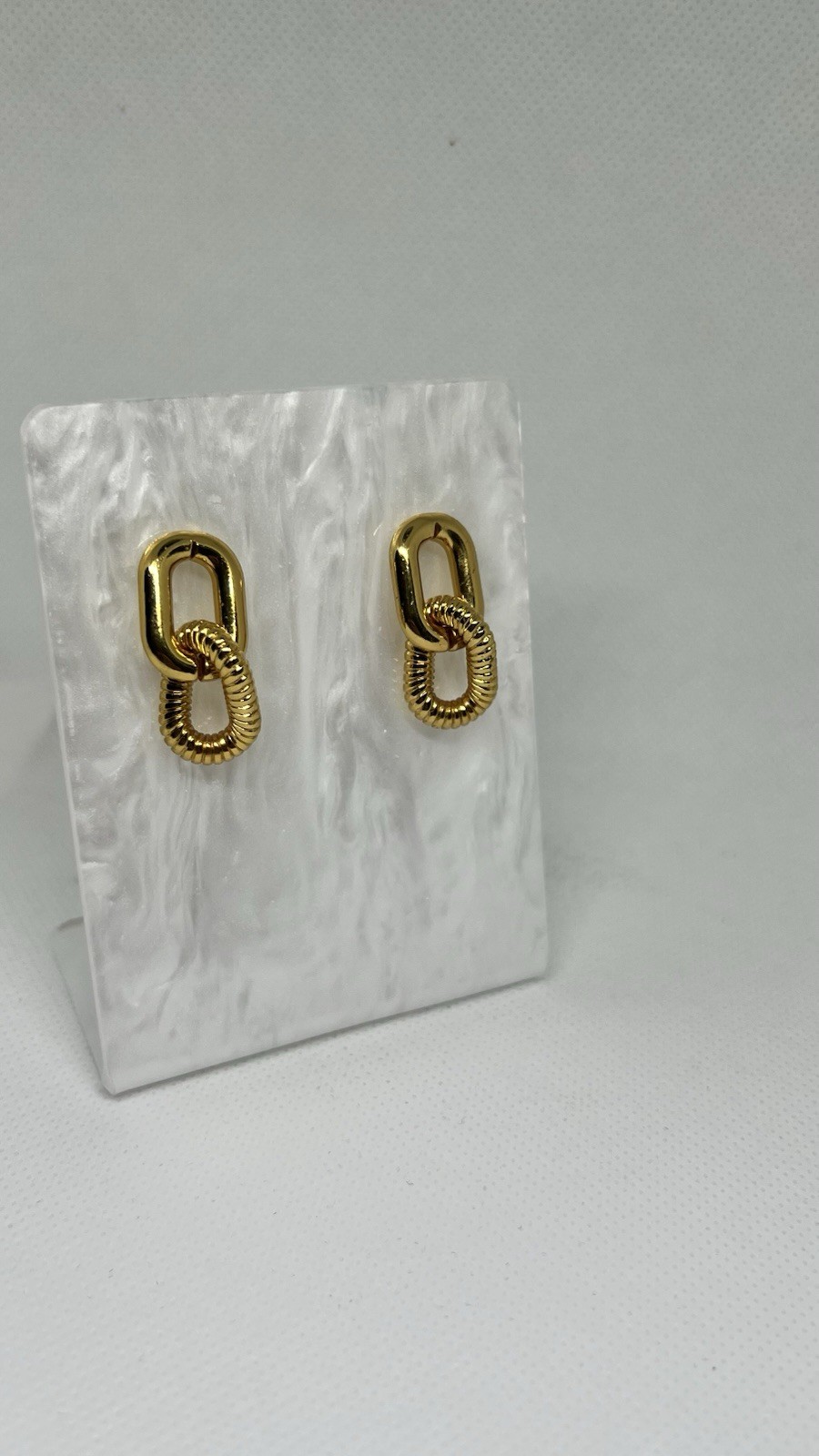 Vintage 1990’s Fashion 18K Yellow Gold Double Link Statement Earrings