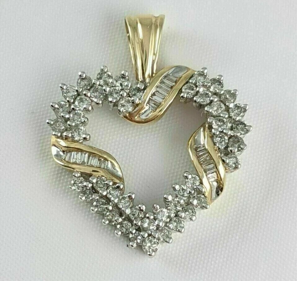 Stunning Heart Shape Pendant Round Cut Simulated Diamond 14K Yellow Gold Plated
