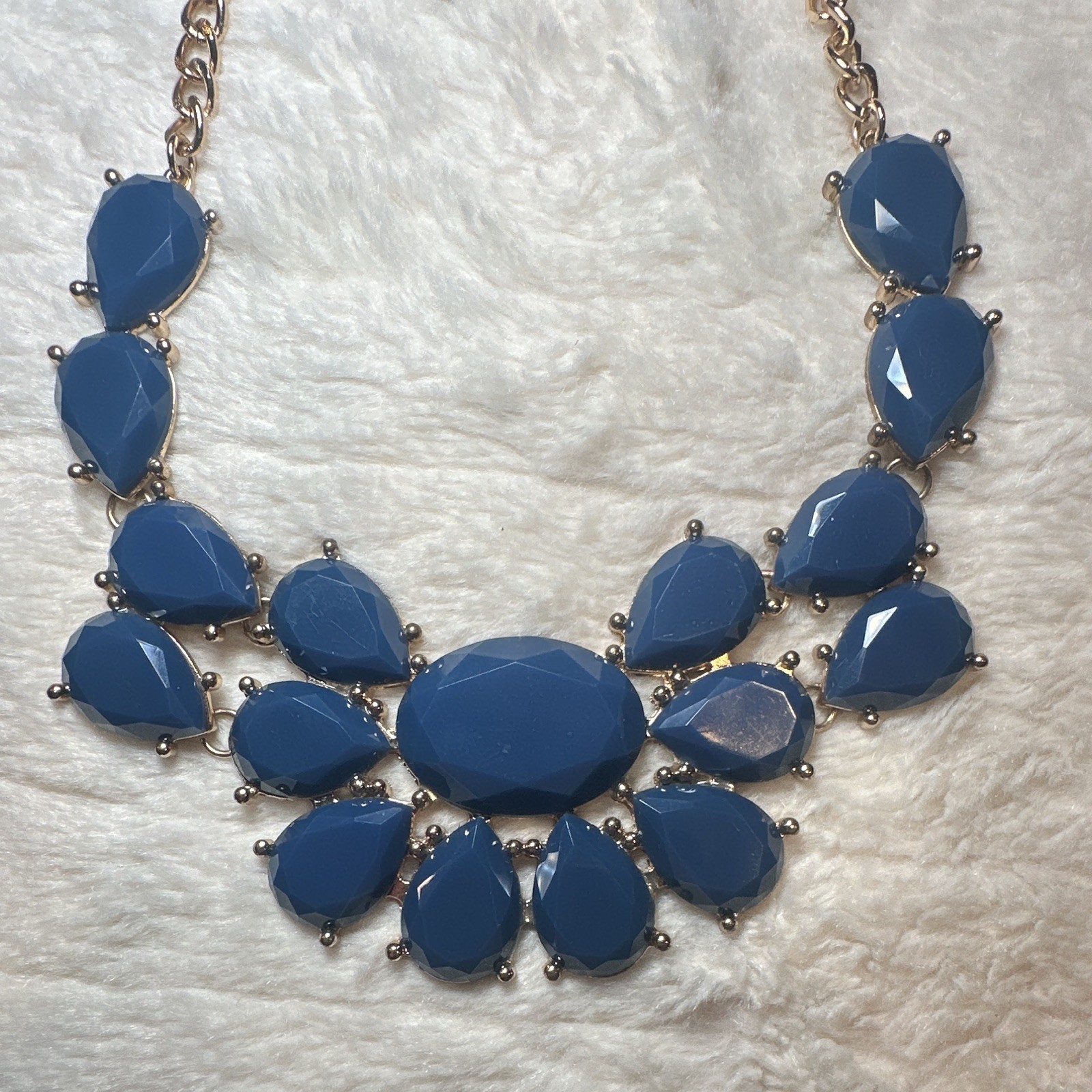 Gold and Blue Tone Statement Necklace