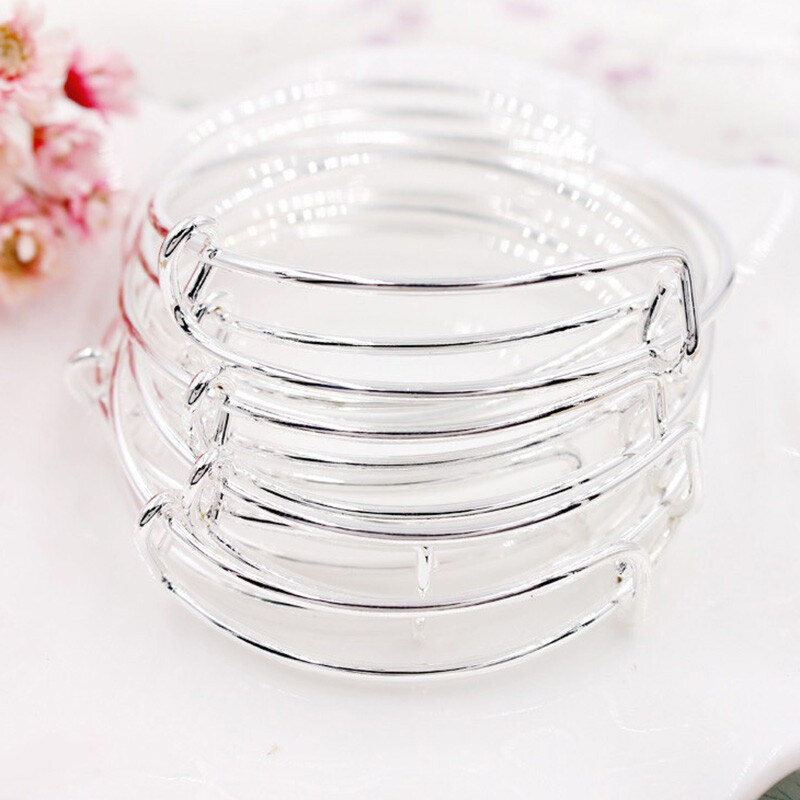 20Pcs DIY Lot Sterling Silver Adjustable 6″ To 8-1/2″ Bracelet Bangle D194