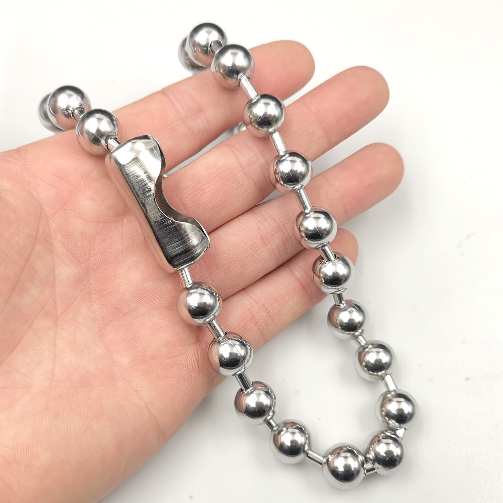 12mm 30inch Mens Necklace Stainless Steel Ball Beaded Chain Silver Huge Large