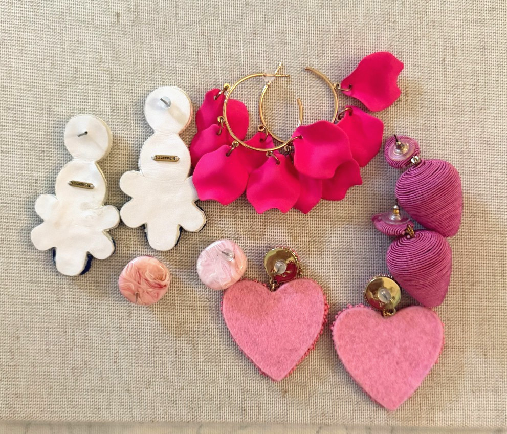 Lot of 5 Pairs Statement Earrings Pink & Blue-J Crew, Avon & Unbranded